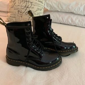 Doc Marten Black Patent Leather Black Boots Size 8